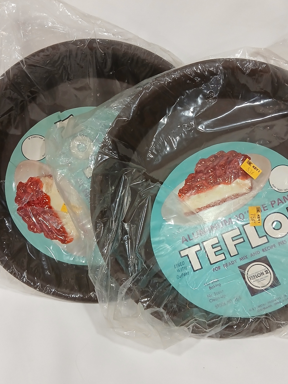 Vtg G&S Metal Teflon II Aluminum Pie Cake Pans Ready Mix 10" x 1 3/8" Set of 2